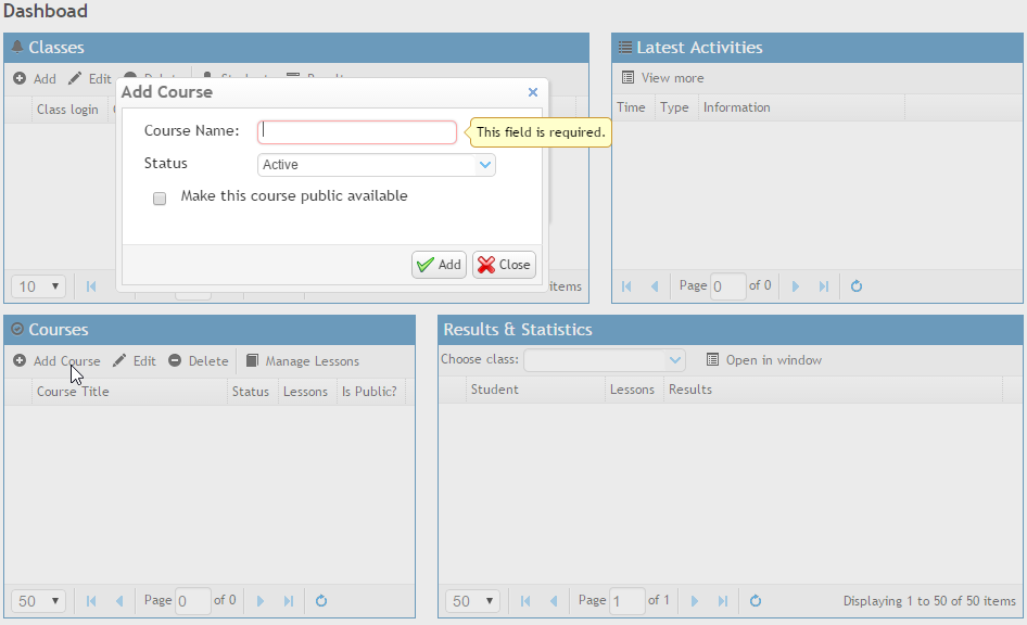 Teacher's typing portal: adding new typing course