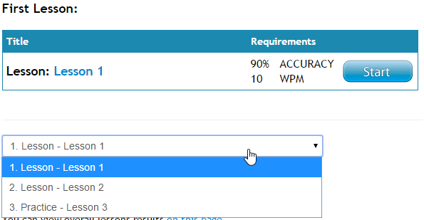 Teacher's typing portal: check your custom typing lesson